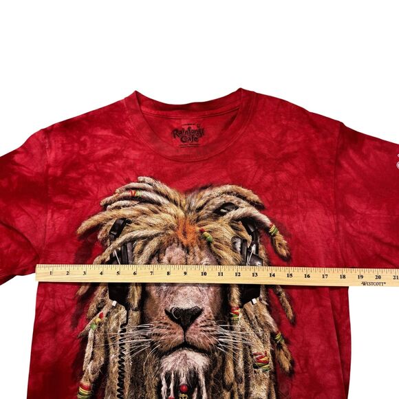 The Mountain Rainforest Cafe Shirt Men's Medium Red Manimals Rasta Lion Tie Dye - Picture 9 of 10